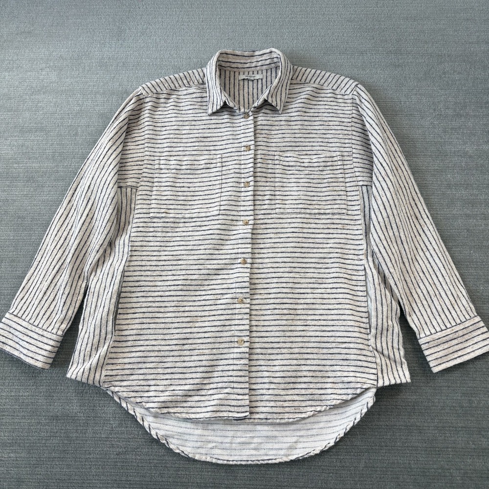 Madewell Striped Button-down Shirt Women L Striped Pockets Flannel  Casual
